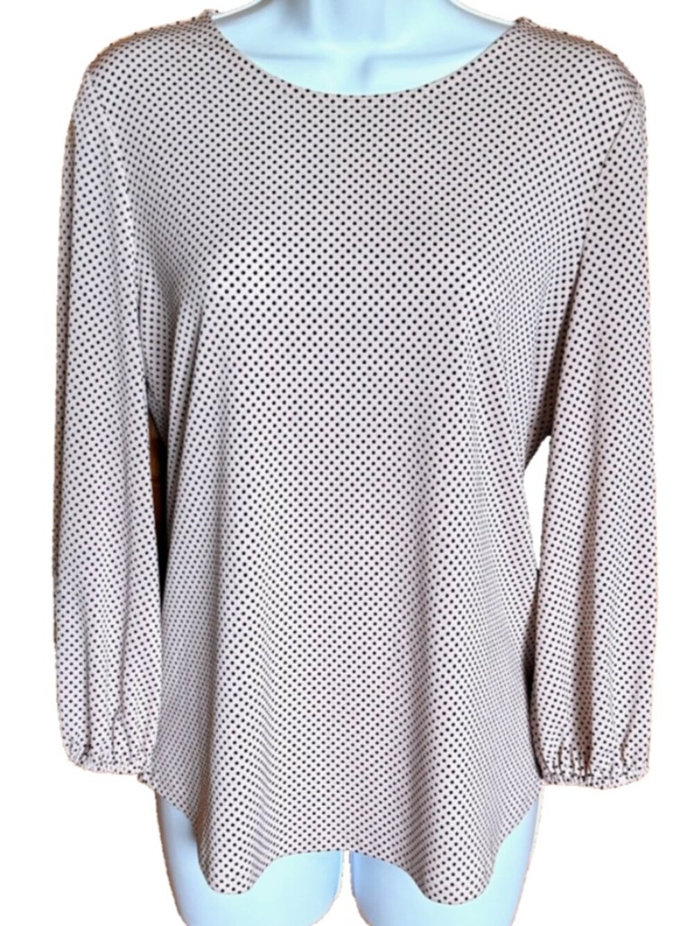 Adrianna Papell Blouse 3/4 Sleeve Polka Dot Work Career Whimsical Romantic Small